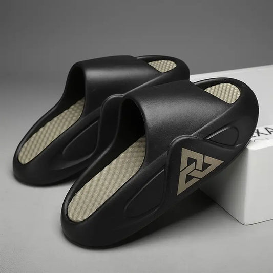 Men'S Preppy Casual Street Style Solid Color EVA Slides, Round Toe, Non-Slip, Thick Sole