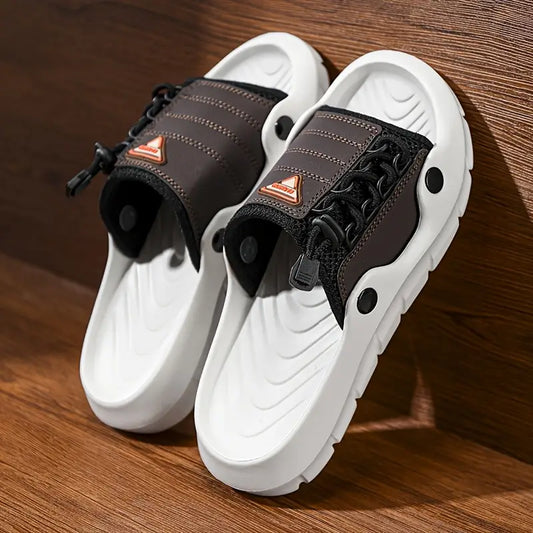 Men'S Breathable Mesh Slide Sandals - Comfortable Flat Open-Toe Slippers