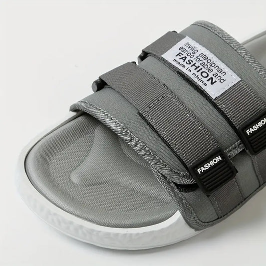 Quickni Unisex Lightweight Slides - Comfortable Gray Fabric Slippers